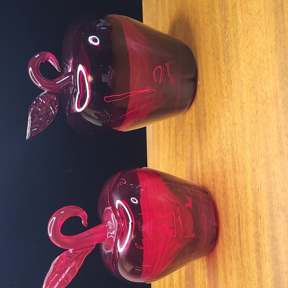 Red Glass Apple Figurines